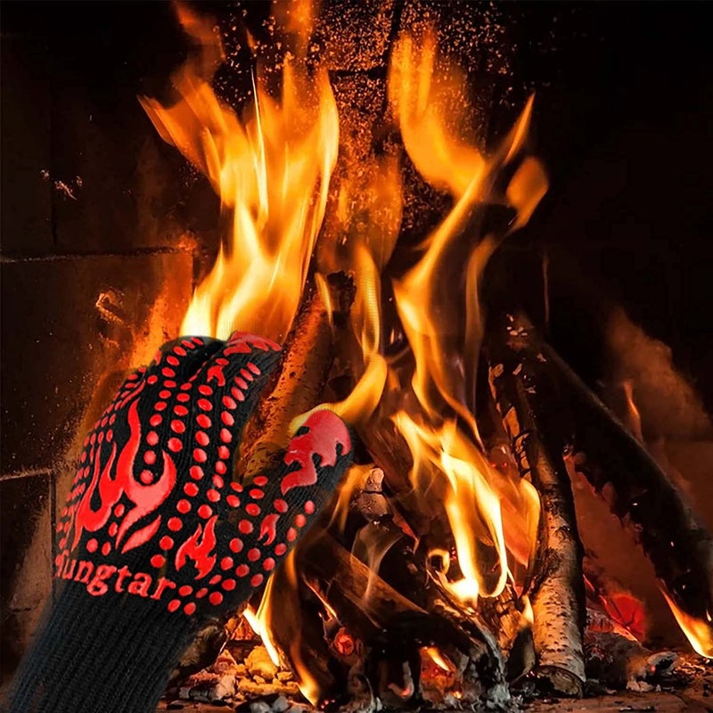 TUNGTAR Turkey Fryer BBQ Heat Resistant Gloves  Cooking Gloves  Oven Gloves 1472? 14Inch  Heat Resistant  Grill Gloves  Silicone Non-Slip Cooking Gloves for Cooking  Grilling  Baking  Welding  (Large  Red) - Image 5